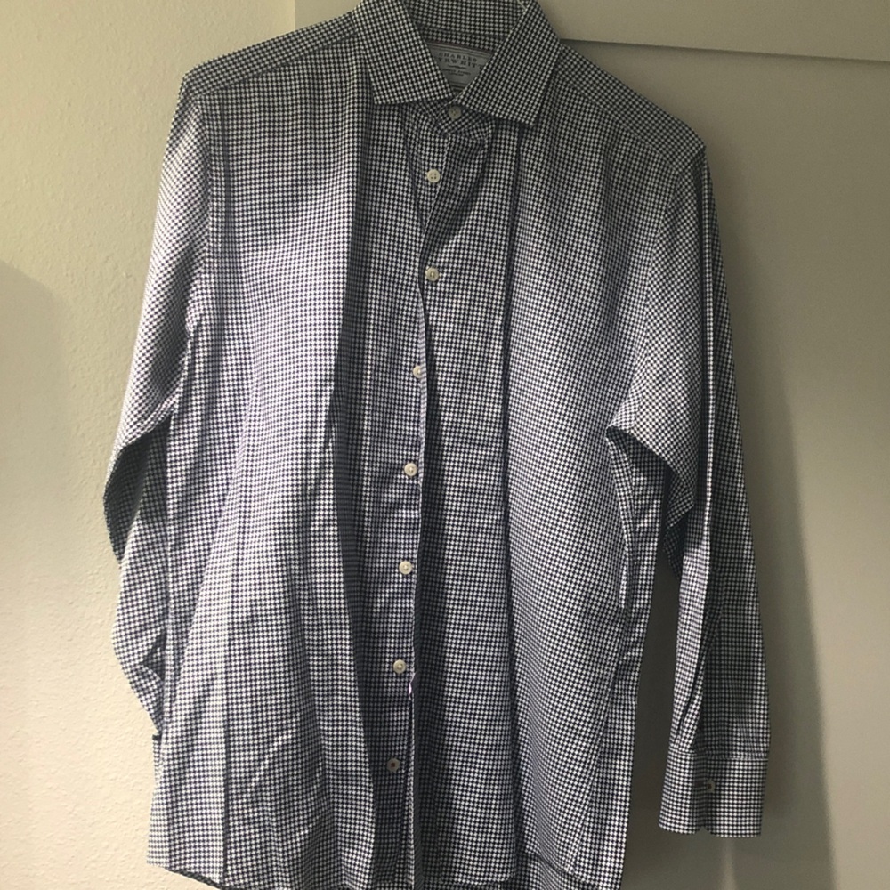 Charles Tyrwhitt Blue and White Gingham Shirt